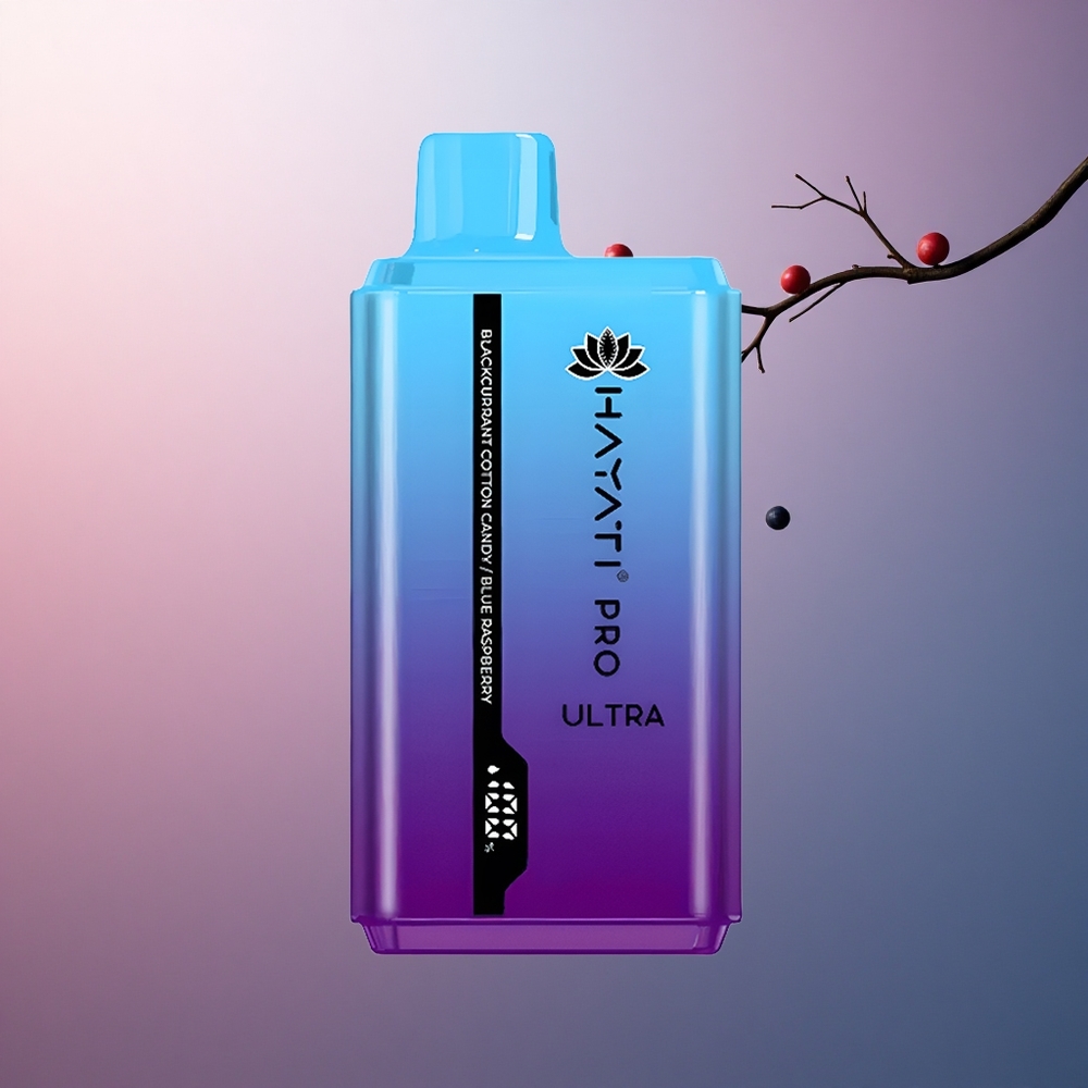 Hayati Pro Ultra 15000 Puffs Barbe à Papa Cassis Framboise Bleue 850mAh 2% Nicotine