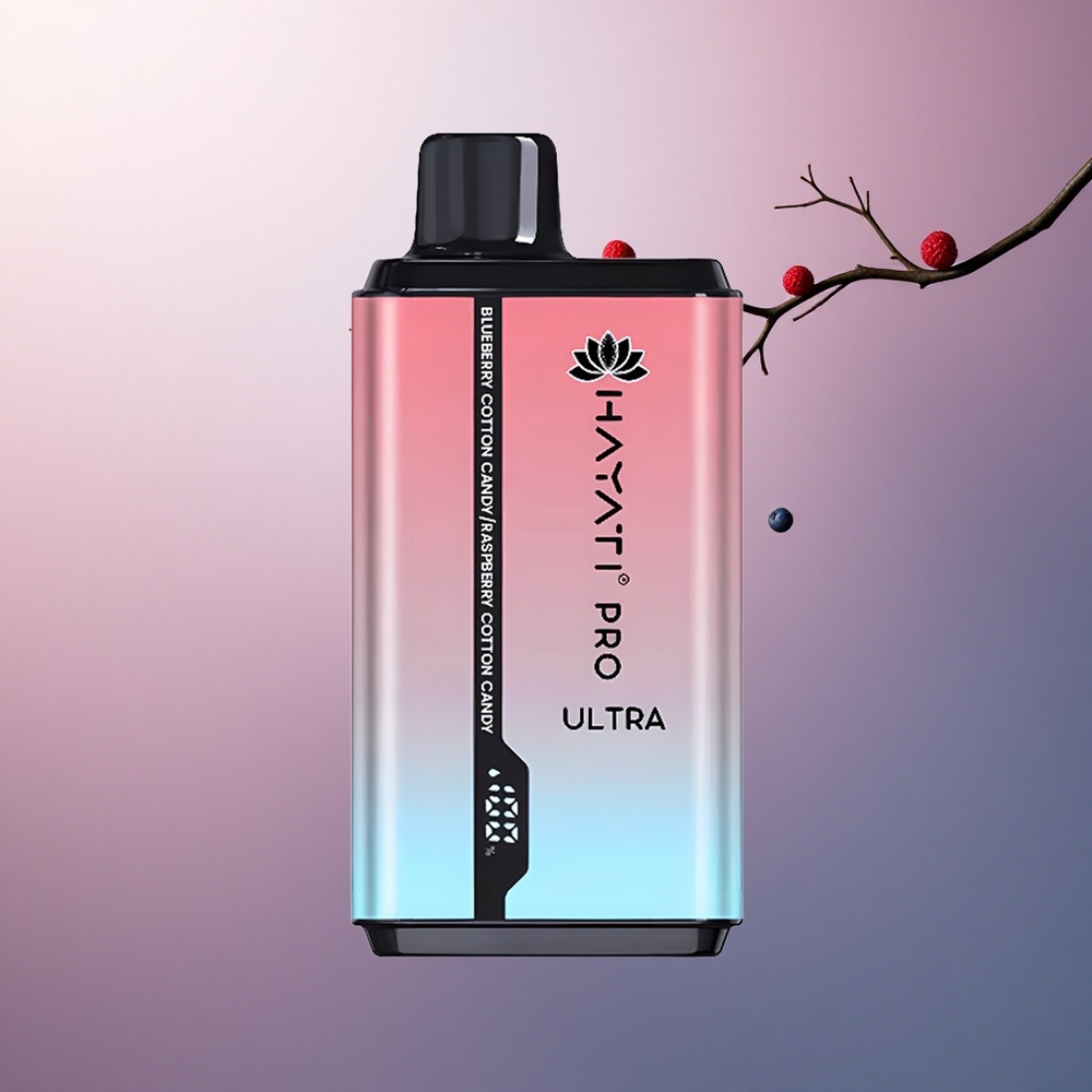 Hayati Pro Ultra 15000 Puffs Barbe à Papa Myrtille Barbe à Papa Framboise avec 2% de nicotine et 850mAh
