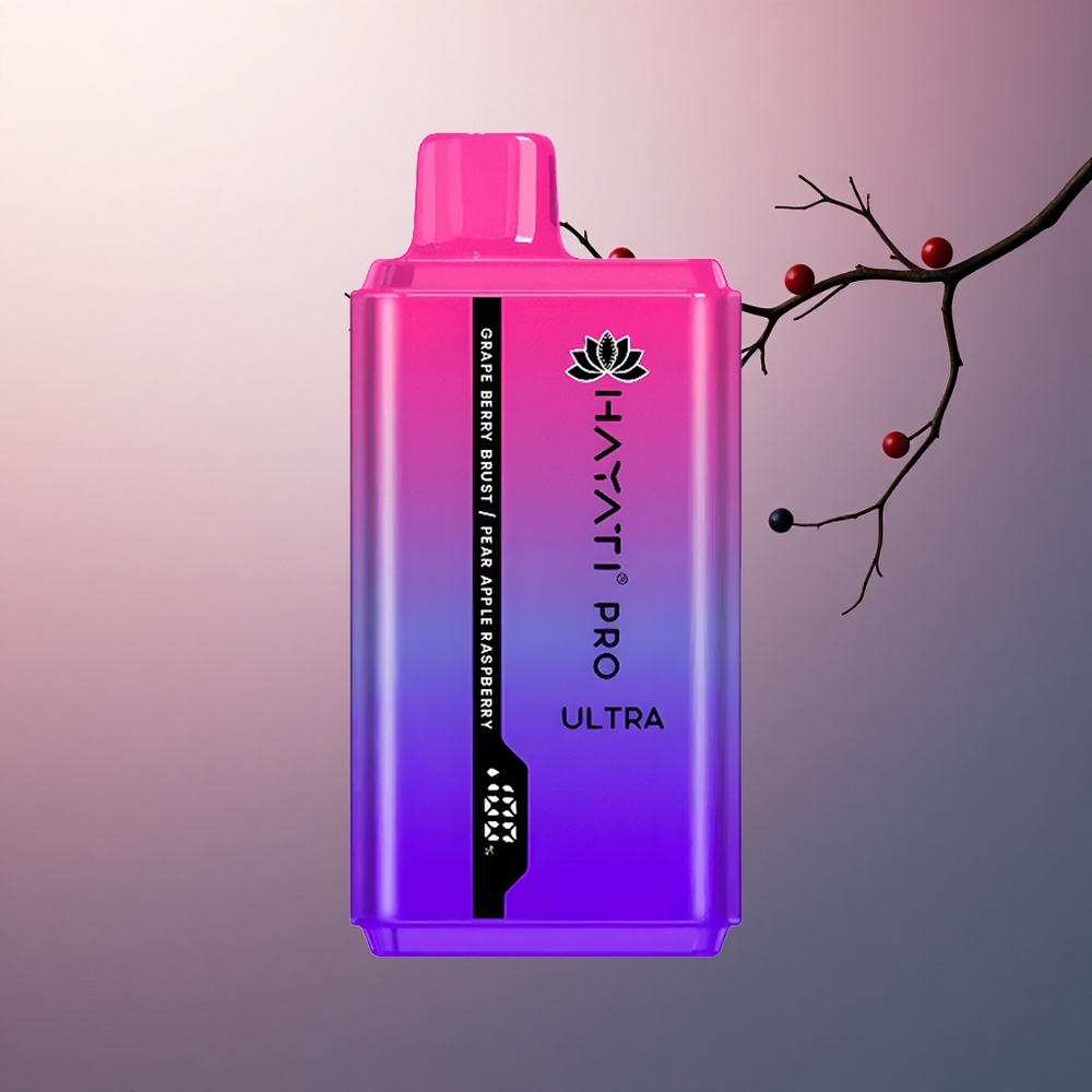 Hayati Pro Ultra 15000 Puffs Éclat de Baie de Raisin Poire Pomme Framboise avec 850mAh et 2% nicotine