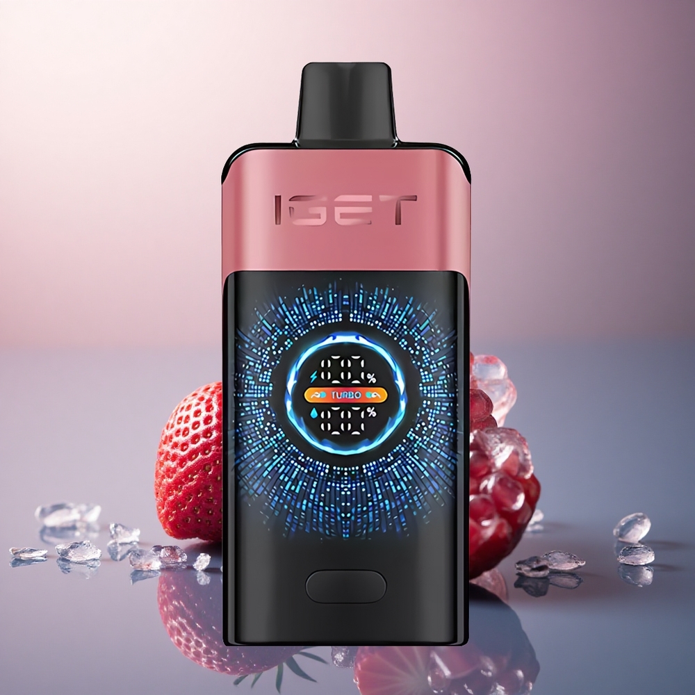 IGET ONE 12000 Puffs Glace Fraise Grenade avec Batterie 2700 mAh et Écran Courbe Couleur