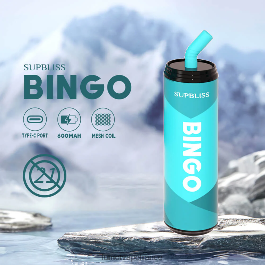 Fumot Supbliss Bingo Stylo vape jetable 9000 (1 pièce) - 18 ml pastèque fraise - Fumot vape prix 00BH4J475