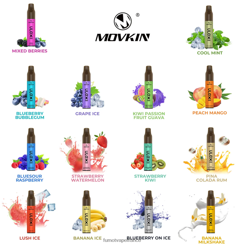 Fumot Movkin Ulax Vape jetable 6800, bobine en céramique - 8 ml (1 pièce) framboise aigre-douce - Fumot vape flavors 00BH4J320