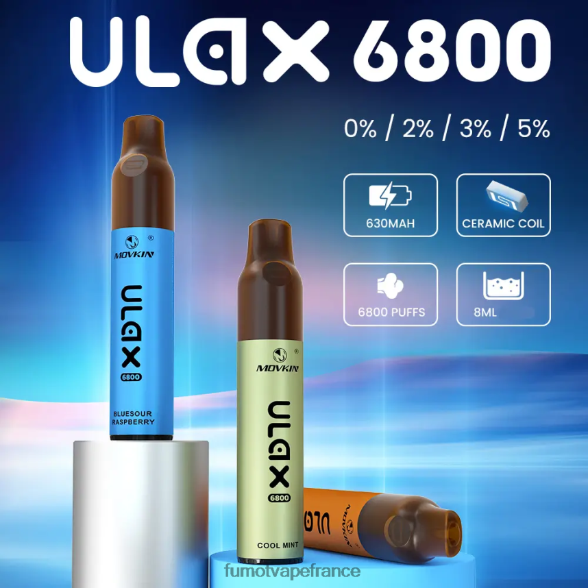 Fumot Movkin Ulax Vape jetable 6800, bobine en céramique - 8 ml (1 pièce) framboise aigre-douce - Fumot vape flavors 00BH4J320
