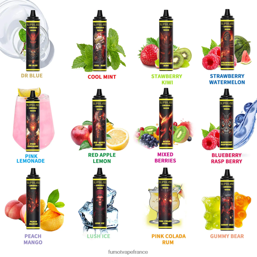 Fumot Supbliss Umbra 10000 (1 pièce) stylo vape jetable - 20 ml citron pomme rouge - Fumot France 00BH4J482