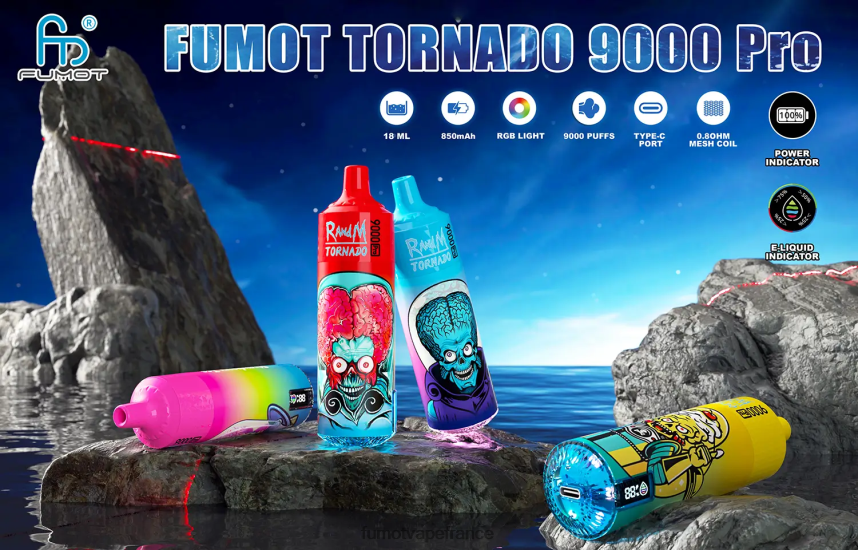 Fumot Tornado 1 pièce 9000 pro 18 ml de vape jetable mangue paille - Fumot vape flavors 00BH4J230