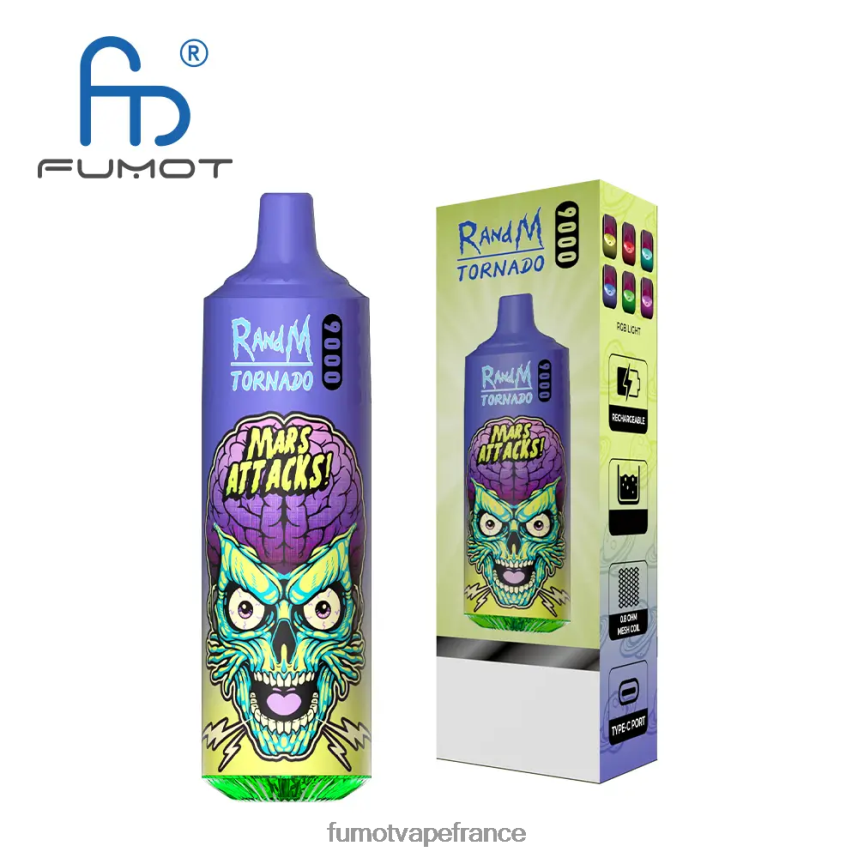 Fumot Tornado stylo vape jetable 9000 - 18ml (1 pièce) glace à la pêche d\'été - Fumot France 00BH4J52