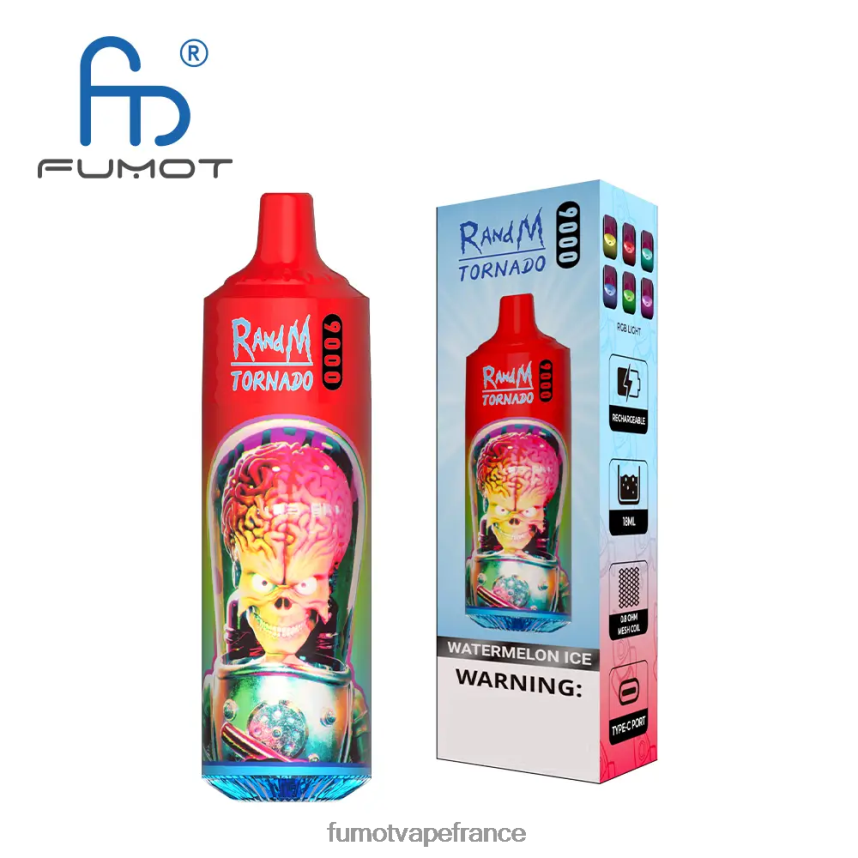 Fumot Tornado stylo vape jetable 9000 - 18ml (1 pièce) glace à la pêche d\'été - Fumot France 00BH4J52