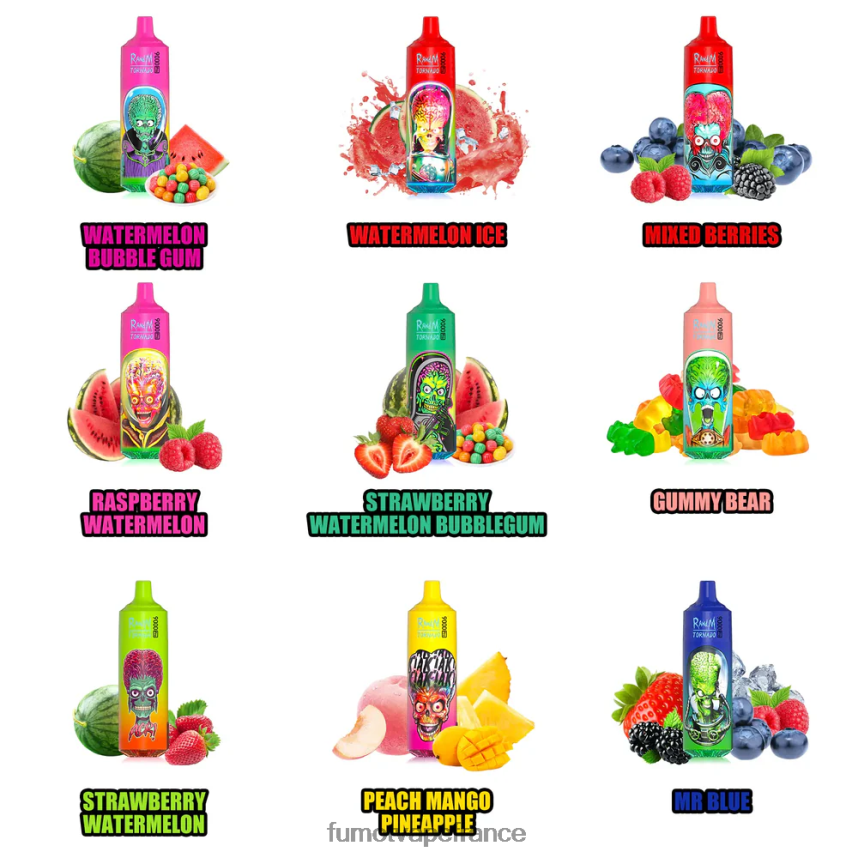 Fumot Tornado vape jetable 9000 pro - 18ml (1 pièce) bubblegum fraise pastèque - Fumot cigarette electronique 00BH4J249